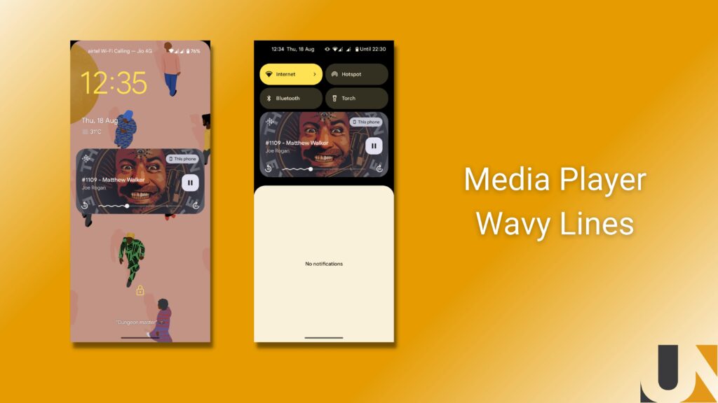 Music Wavy lines in notification panel and lock screen in Android 13