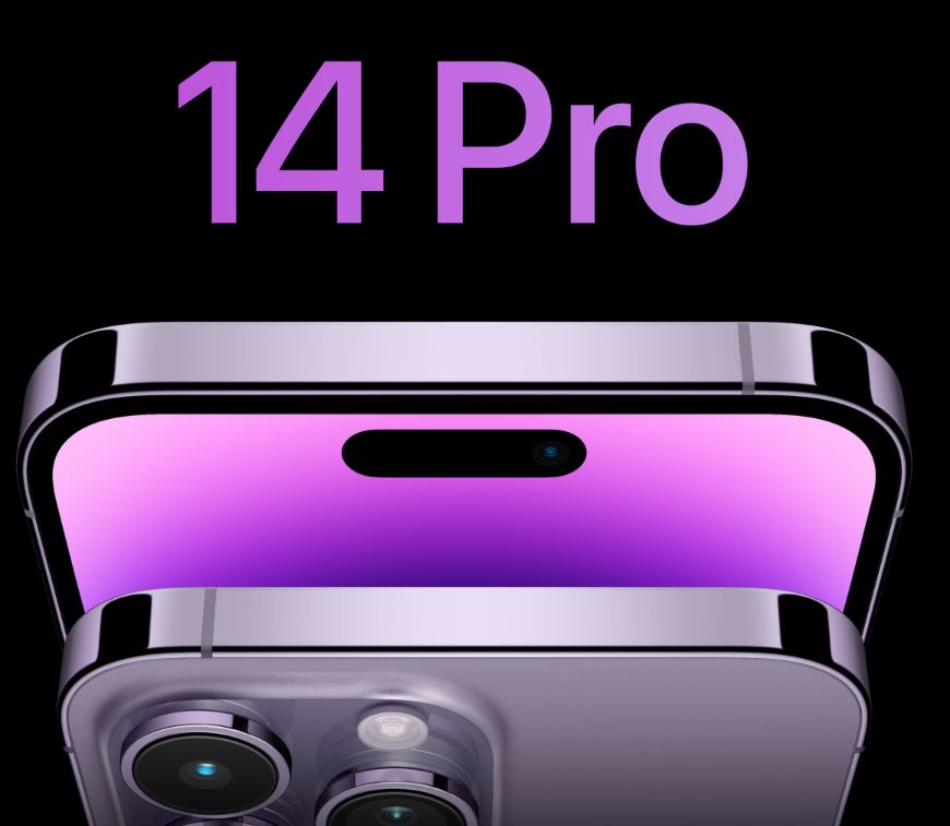 Deep Purple iPhone 14 Pro with new notch on display