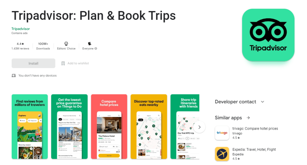 Tripadvisor: plan & book trips apps