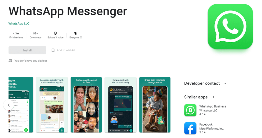 Whatsapp as a Native App example